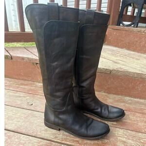 Frye Paige Women's Dark Brown Leather Tall Riding Boots 76534 US 7.5